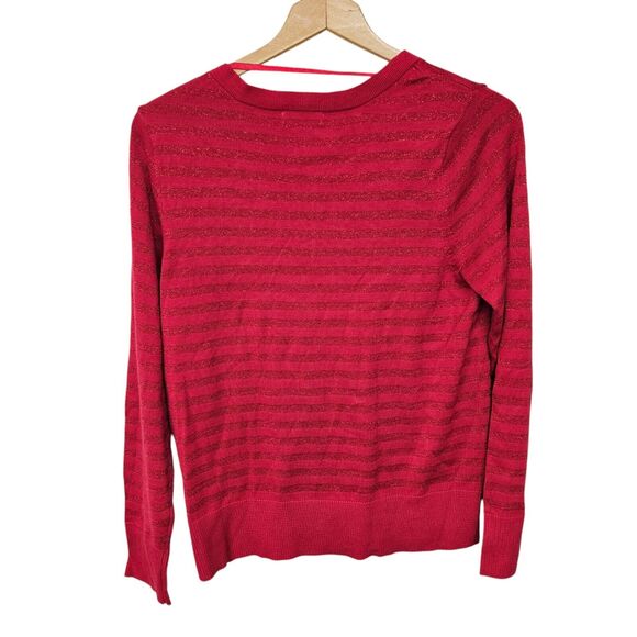 Charter Club Sweater Womens Sz PM Red V-Neck Striped NWT - Picture 6 of 8